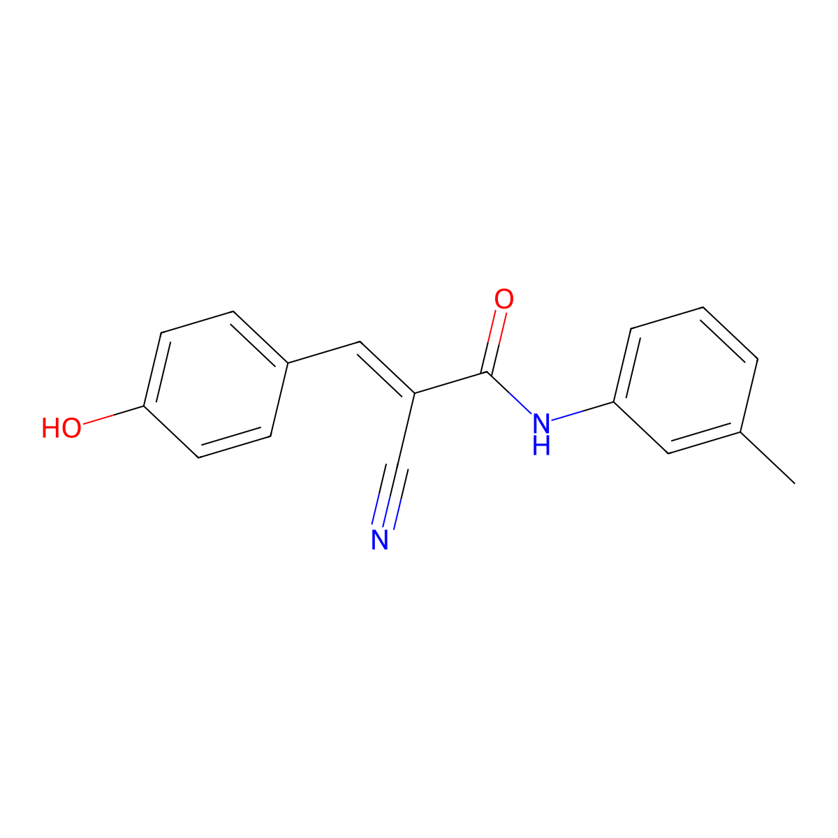 2-cyano-3-(4-hydroxyphenyl)-N-(3-methylphenyl)prop-2-enamide molecular structure, CAS 345368-62-9