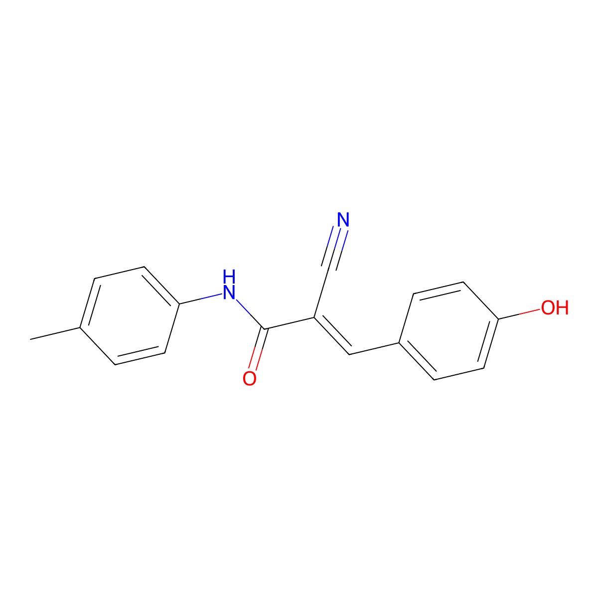 2-cyano-3-(4-hydroxyphenyl)-N-(4-methylphenyl)prop-2-enamide molecular structure, CAS 345369-49-5