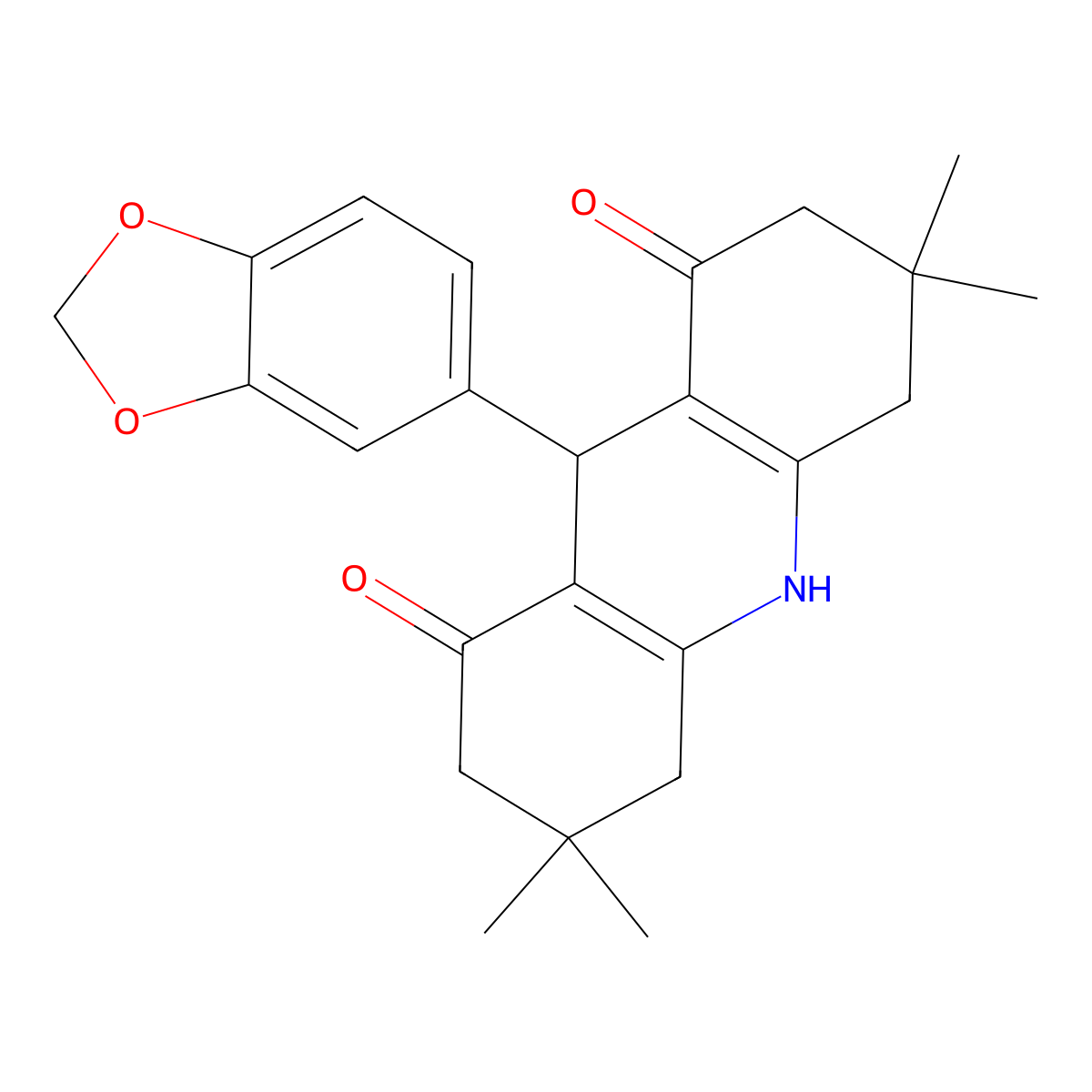 9-(1,3-Benzodioxol-5-yl)-3,3,6,6-tetramethyl-2,4,5,7,9,10-hexahydroacridine-1,8-dione molecular structure, CAS 345371-03-1