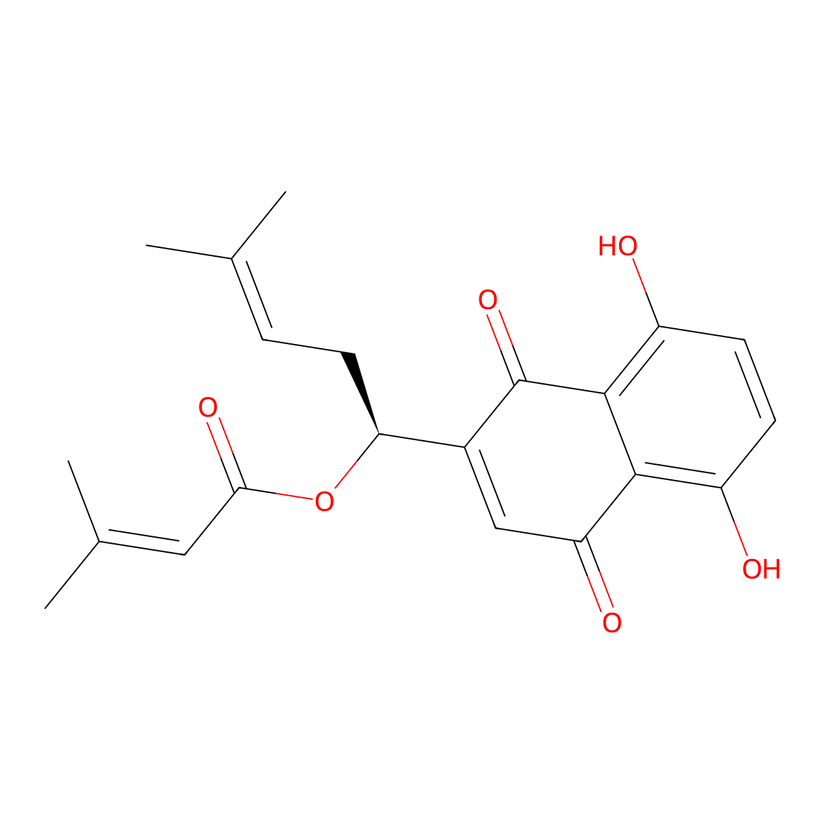 Alkannin beta,beta-dimethylacrylate molecular structure, CAS 34539-65-6
