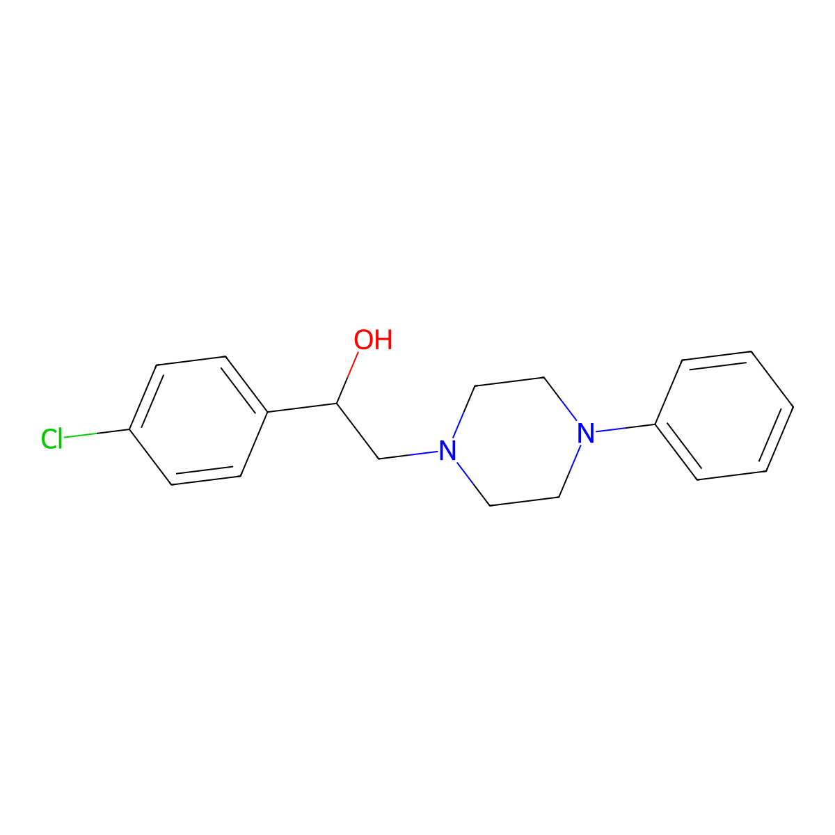 1-(4-Chlorophenyl)-2-(4-phenylpiperazin-1-yl)ethan-1-ol molecular structure, CAS 3454-33-9