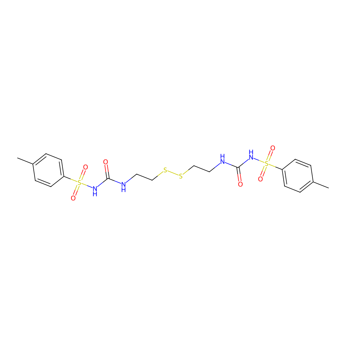 1-Methyl-4-(((((2-((2-(((((4-methylphenyl)sulfonyl)amino)carbonyl)amino)ethyl)dithio)ethyl)amino)carbonyl)amino)sulfonyl)benzene molecular structure, CAS 34542-99-9