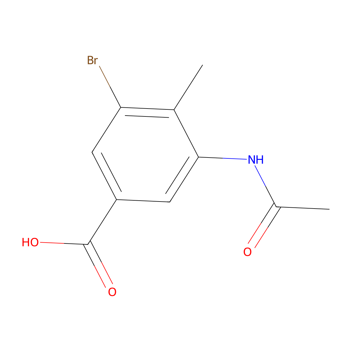 3-Bromo-5-acetamido-4-methylbenzoic acid molecular structure, CAS 34545-21-6