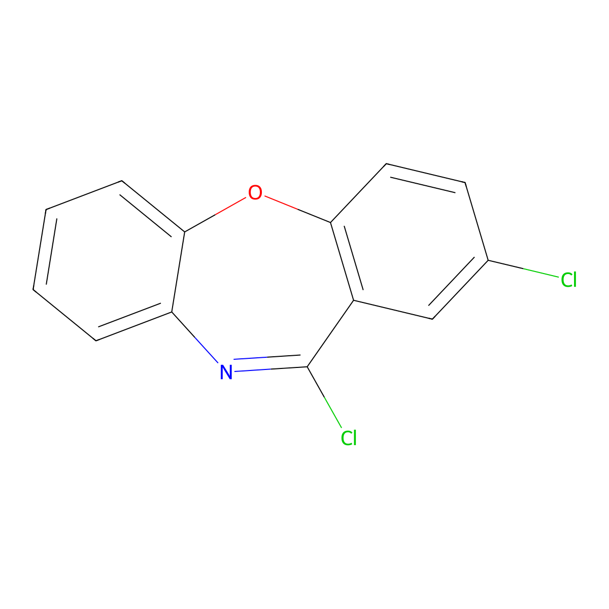 2,11-Dichlorodibenzo[b,f][1,4]oxazepine molecular structure, CAS 3455-14-9