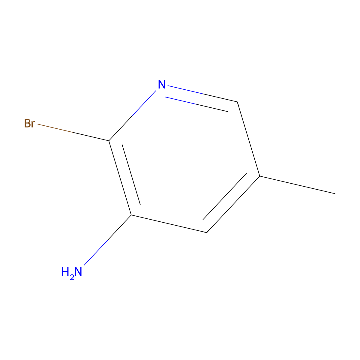 2-Bromo-5-methylpyridin-3-amine molecular structure, CAS 34552-14-2