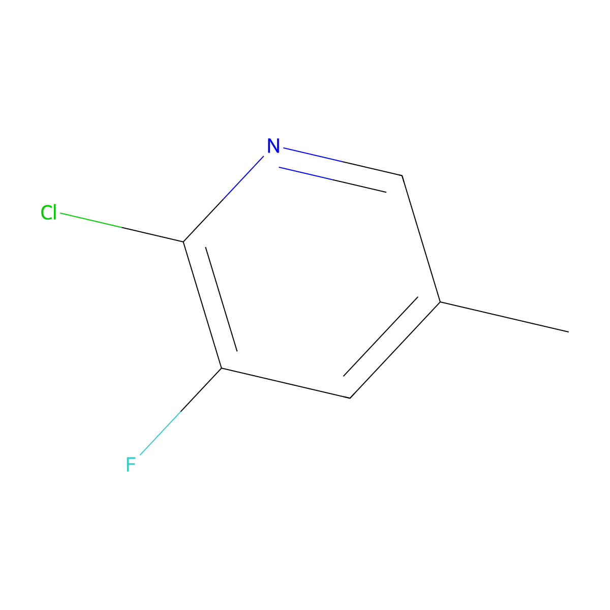 2-Chloro-3-fluoro-5-methylpyridine molecular structure, CAS 34552-15-3