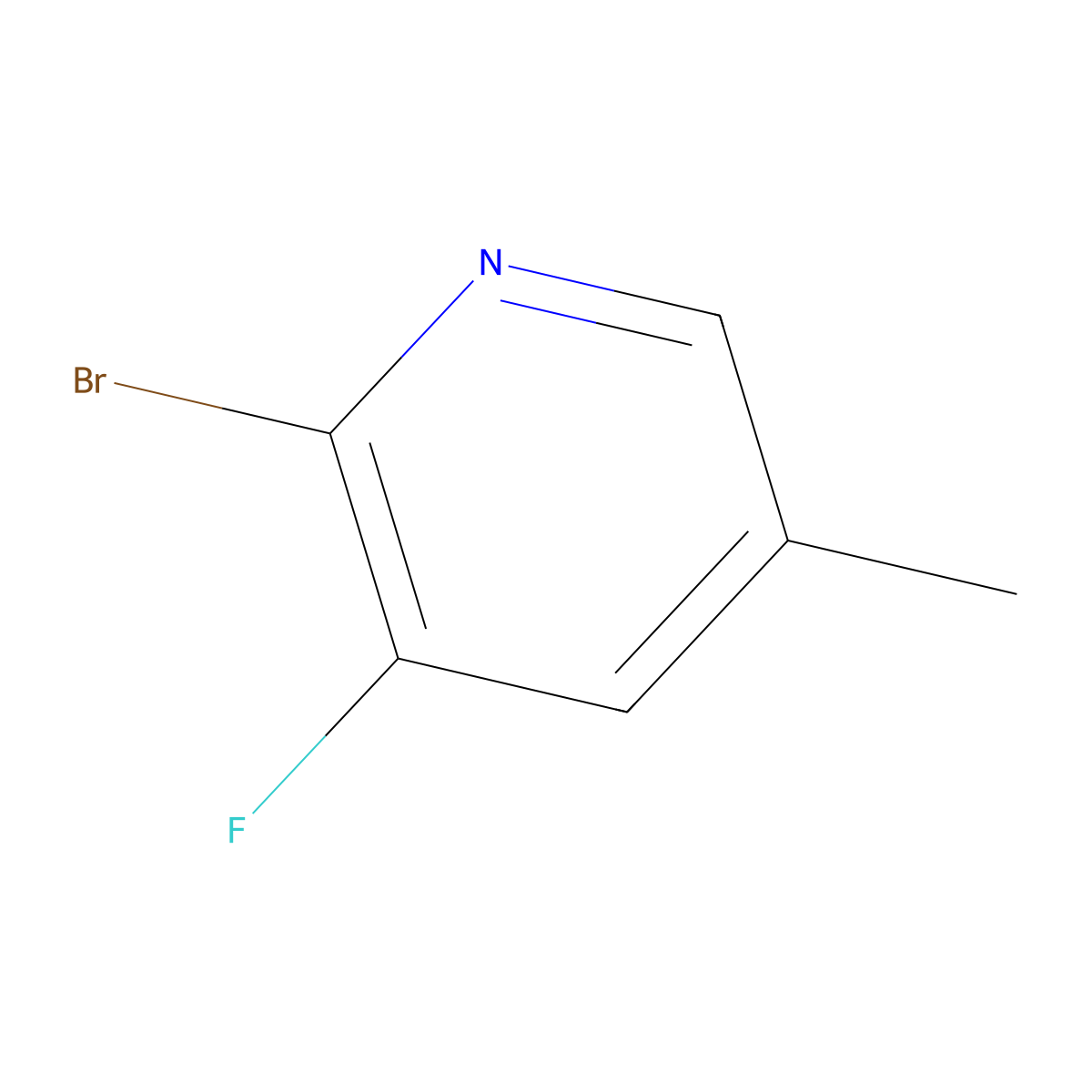 2-Bromo-3-fluoro-5-methylpyridine molecular structure, CAS 34552-16-4