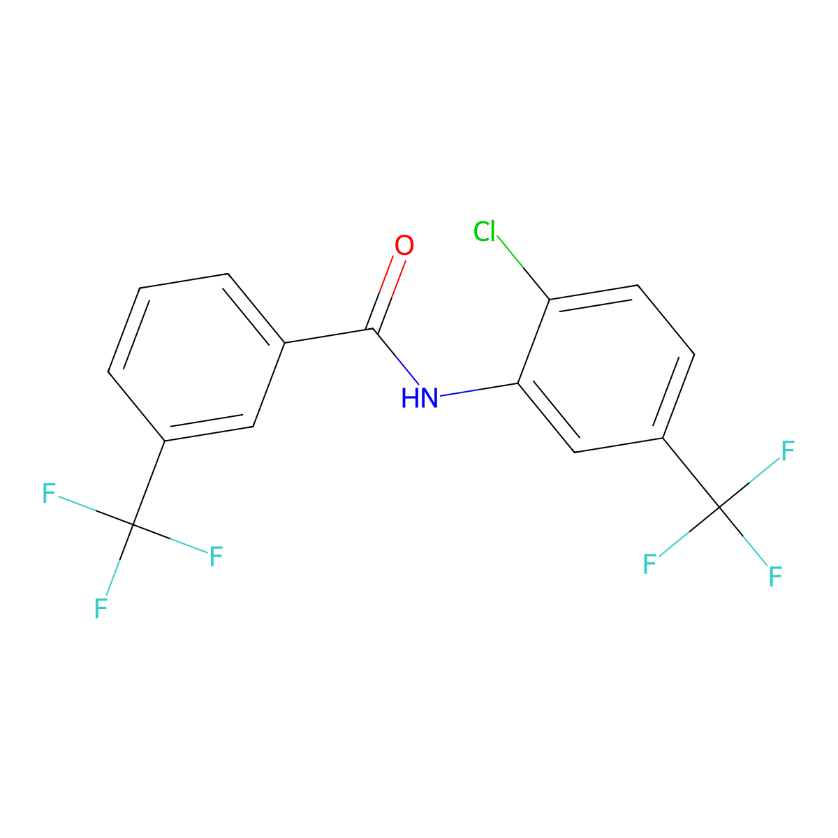 Benzamide, N-(2-chloro-5-(trifluoromethyl)phenyl)-3-(trifluoromethyl)- molecular structure, CAS 34556-79-1
