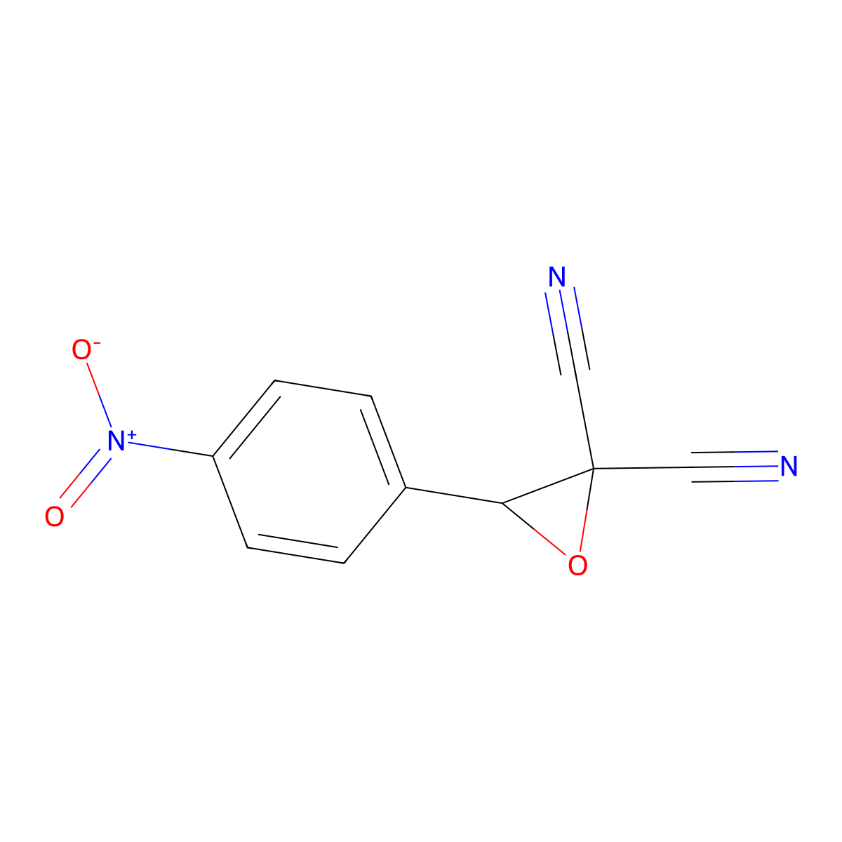 2,2-Oxiranedicarbonitrile, 3-(4-nitrophenyl)- molecular structure, CAS 34559-52-9