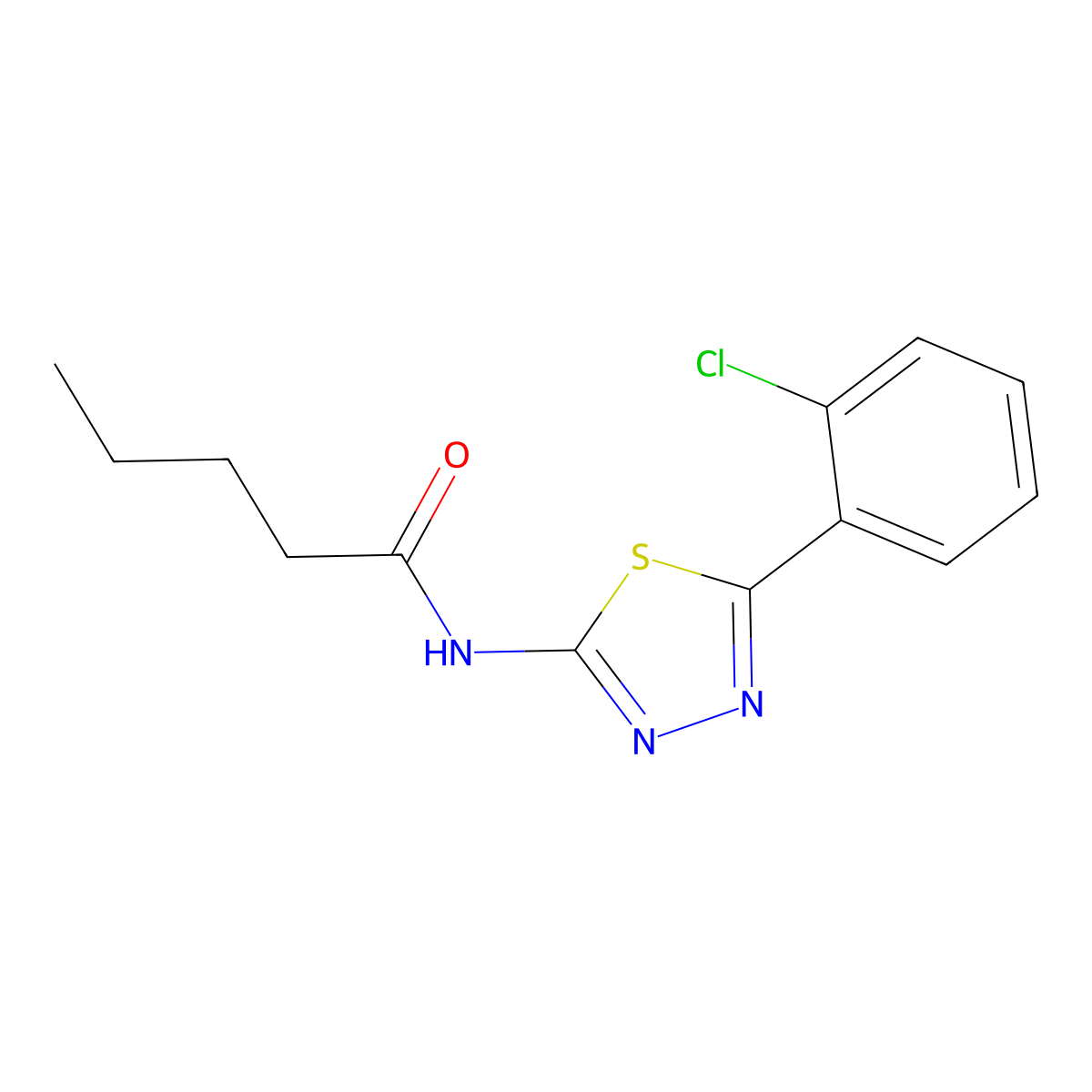 N-(5-(2-chlorophenyl)-1,3,4-thiadiazol-2-yl)pentanamide molecular structure, CAS 345613-89-0