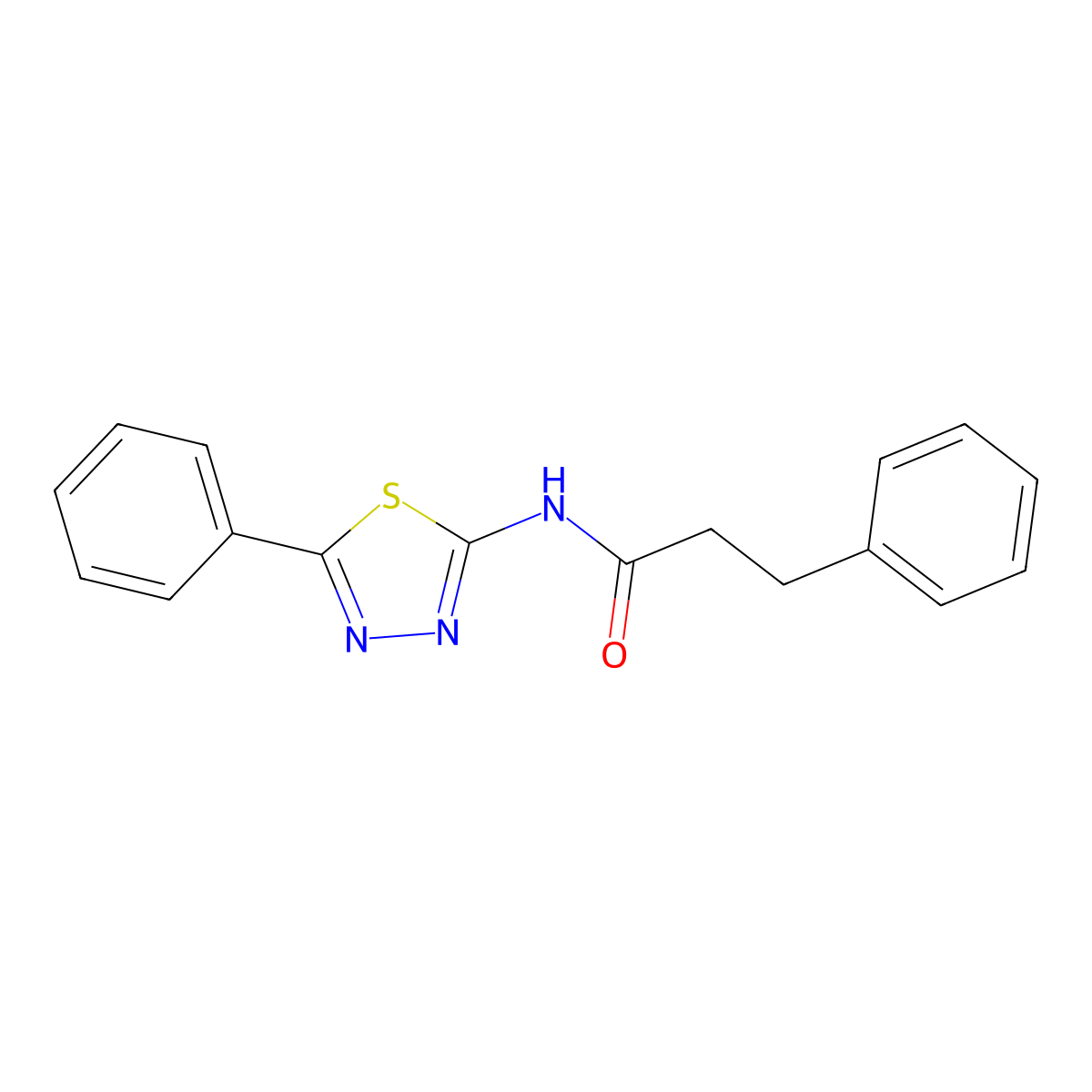 3-phenyl-N-(5-phenyl-1,3,4-thiadiazol-2-yl)propanamide molecular structure, CAS 345614-15-5