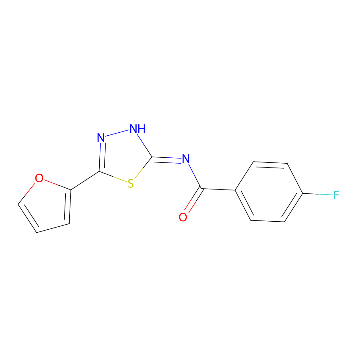 4-fluoro-N-[5-(furan-2-yl)-1,3,4-thiadiazol-2-yl]benzamide molecular structure, CAS 345614-73-5
