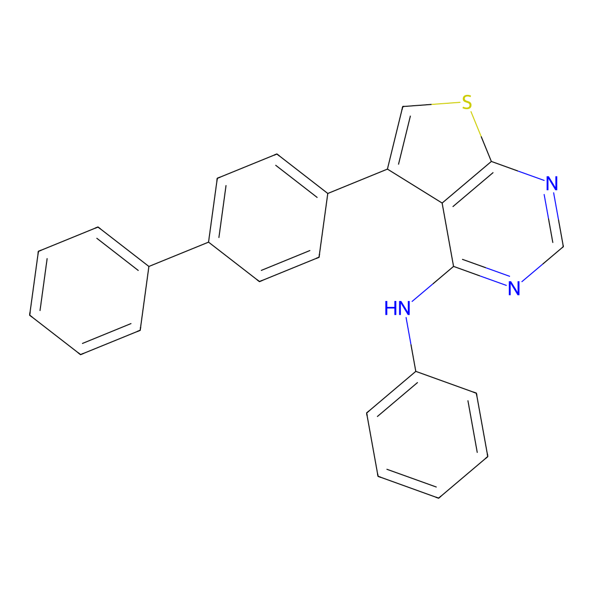 5-([1,1'-biphenyl]-4-yl)-N-phenylthieno[2,3-d]pyrimidin-4-amine molecular structure, CAS 345615-28-3