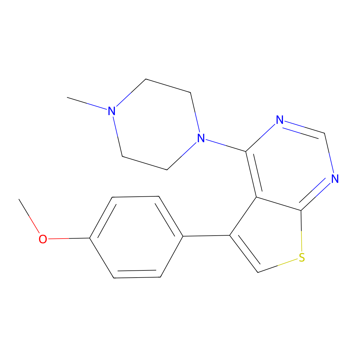 1-[5-(4-Methoxyphenyl)thieno[2,3-d]pyrimidin-4-yl]-4-methylpiperazine molecular structure, CAS 345615-33-0