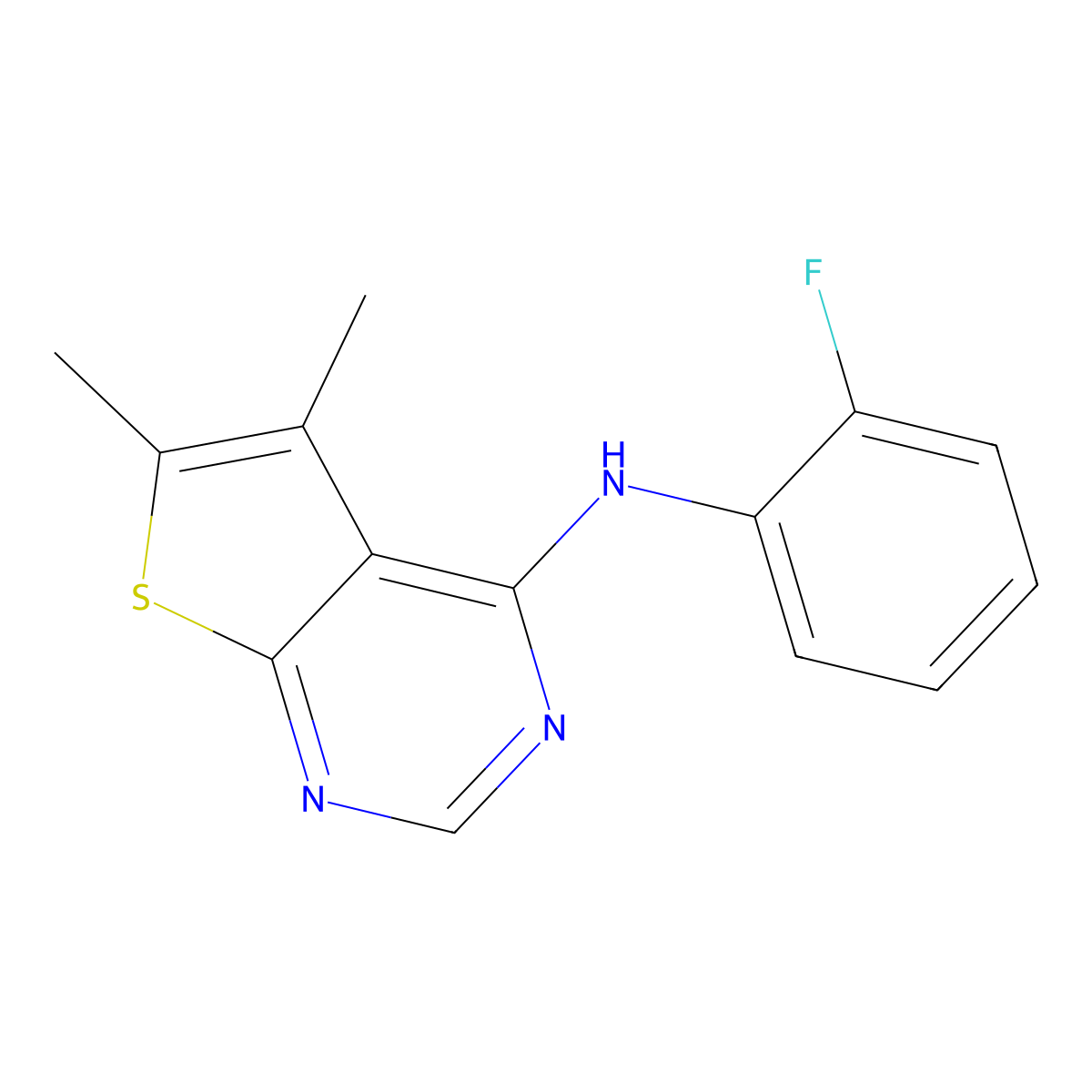 N-(2-fluorophenyl)-5,6-dimethylthieno[2,3-d]pyrimidin-4-amine molecular structure, CAS 345616-09-3