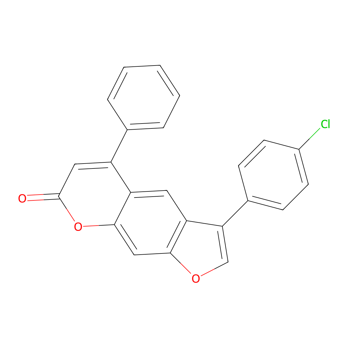 3-(4-chlorophenyl)-5-phenyl-7H-furo[3,2-g]chromen-7-one molecular structure, CAS 345625-67-4