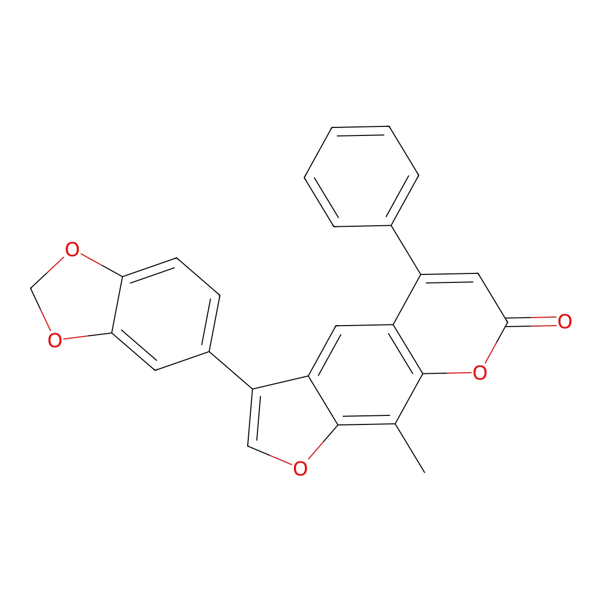 3-(1,3-benzodioxol-5-yl)-9-methyl-5-phenyl-7H-furo[3,2-g]chromen-7-one molecular structure, CAS 345625-69-6