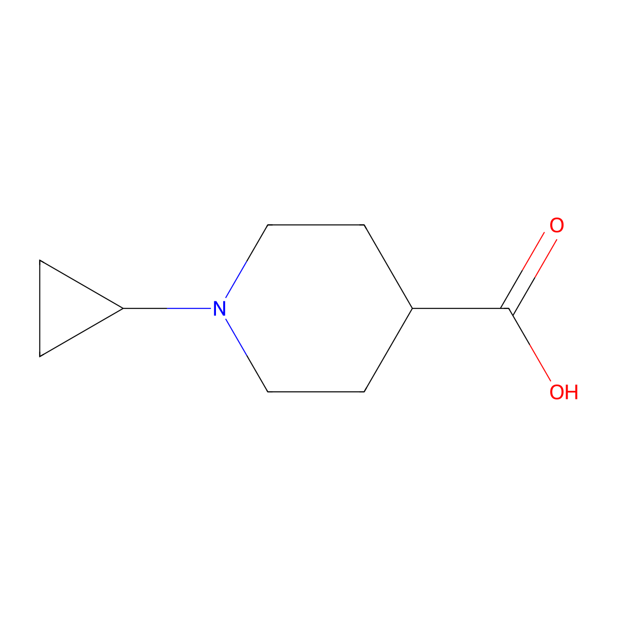 1-CYCLOPROPylpiPERIDINE-4-CARBOXYLIC ACID molecular structure, CAS 345629-25-6