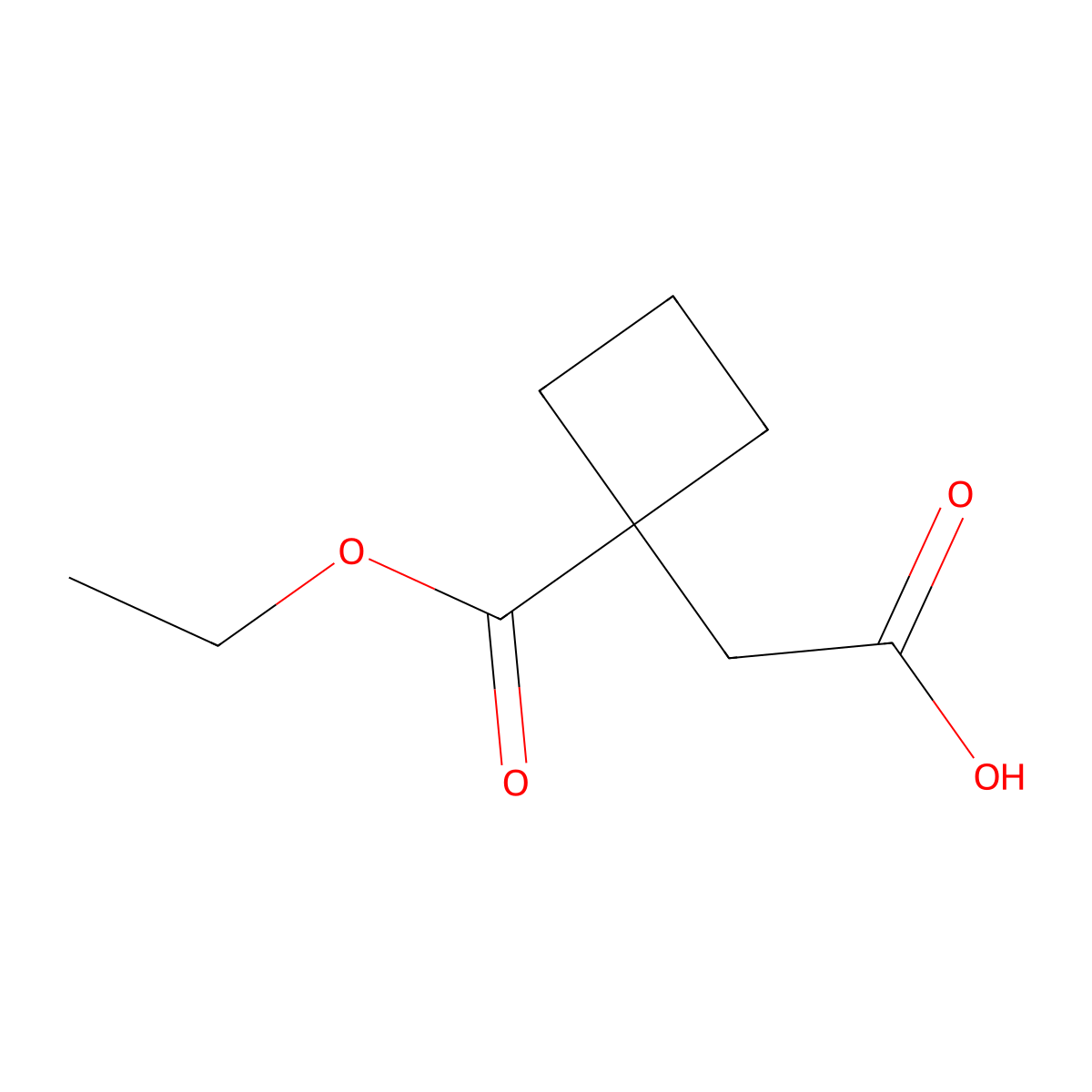 2-[1-(Ethoxycarbonyl)cyclobutyl]acetic acid molecular structure, CAS 345633-14-9