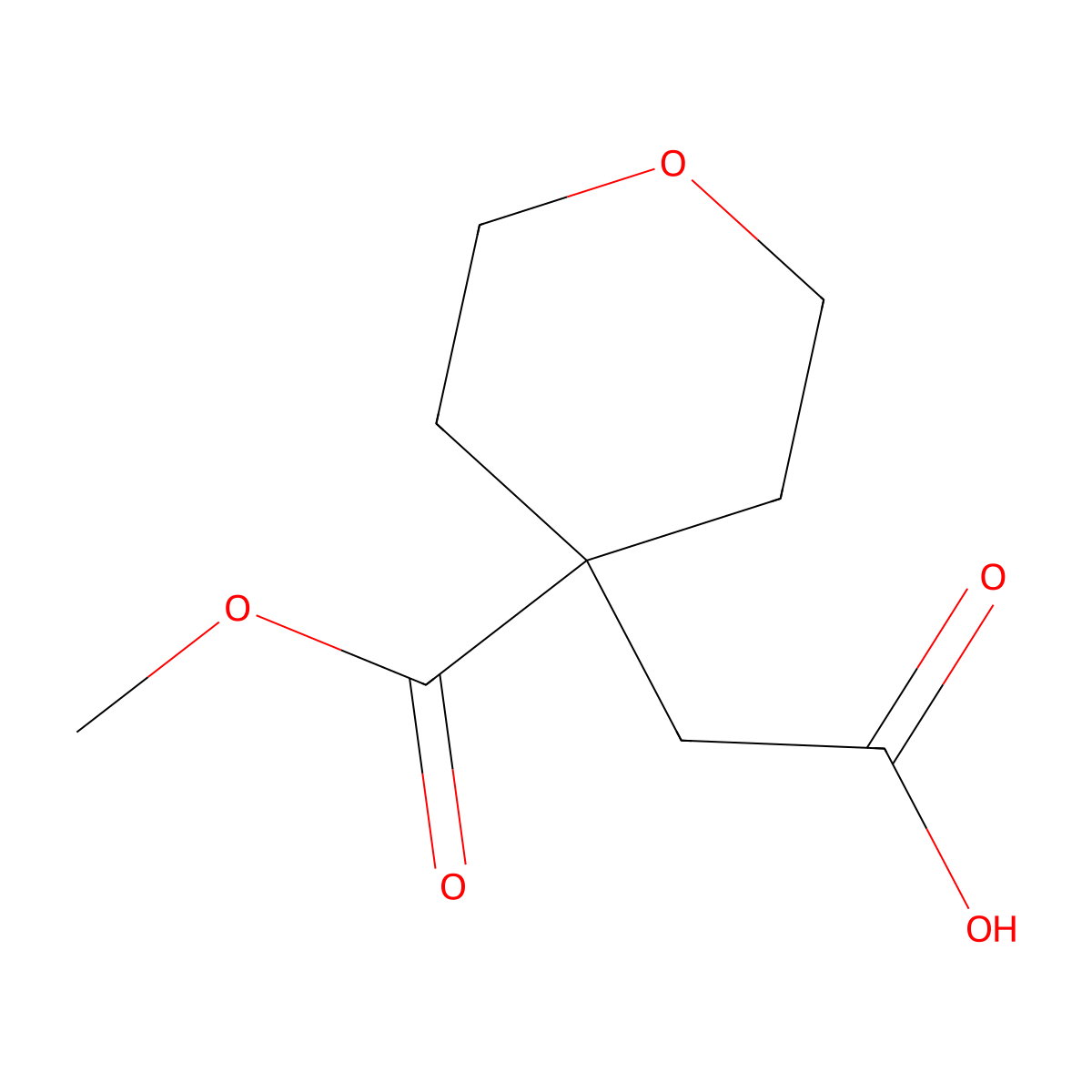 2-[4-(Methoxycarbonyl)oxan-4-yl]acetic acid molecular structure, CAS 345633-15-0