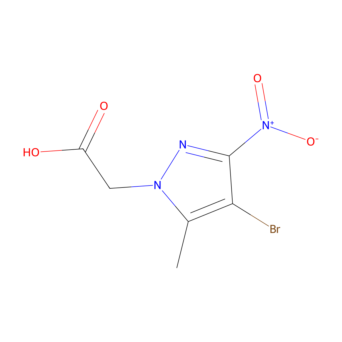 (4-Bromo-5-methyl-3-nitro-1H-pyrazol-1-yl)acetic acid molecular structure, CAS 345637-67-4