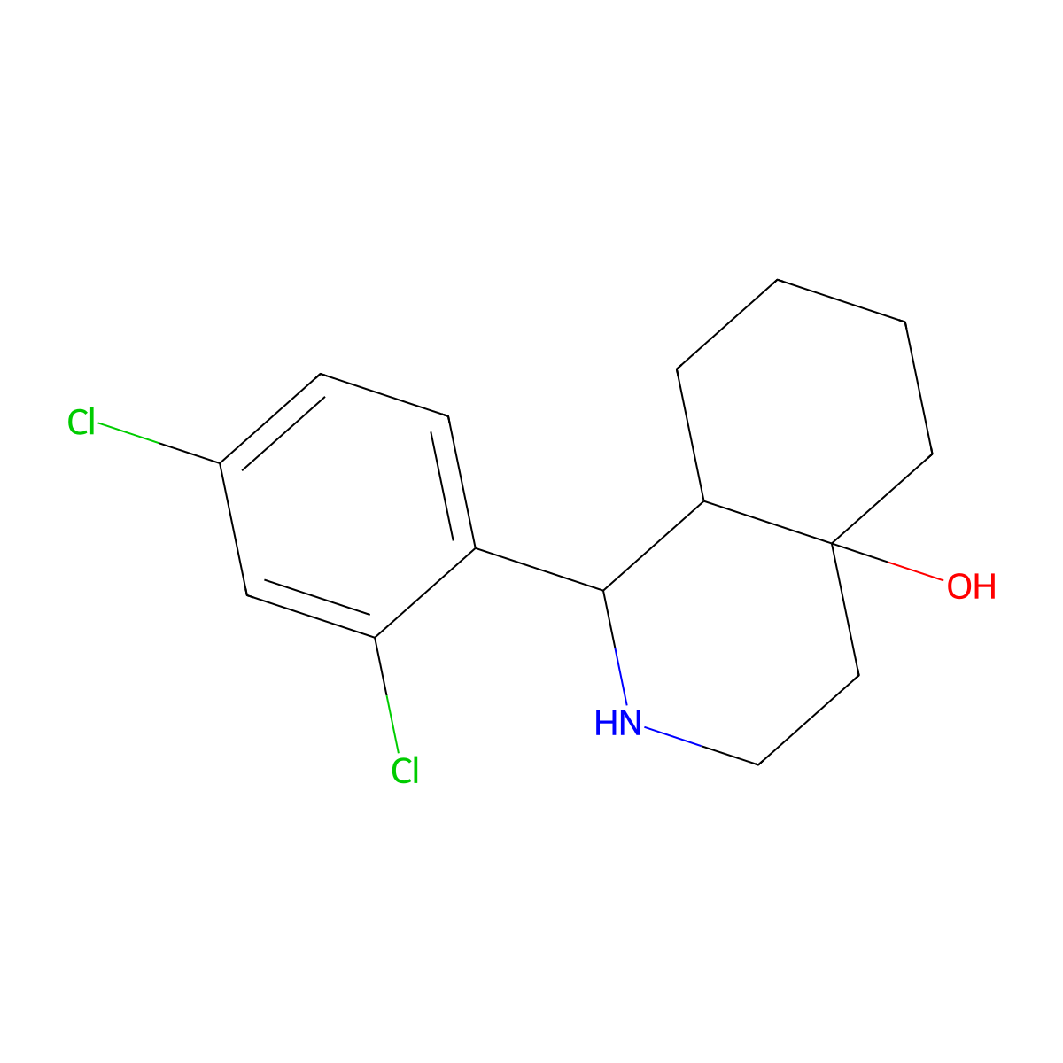 1-(2,4-Dichlorophenyl)octahydroisoquinolin-4a(2H)-ol molecular structure, CAS 345637-78-7