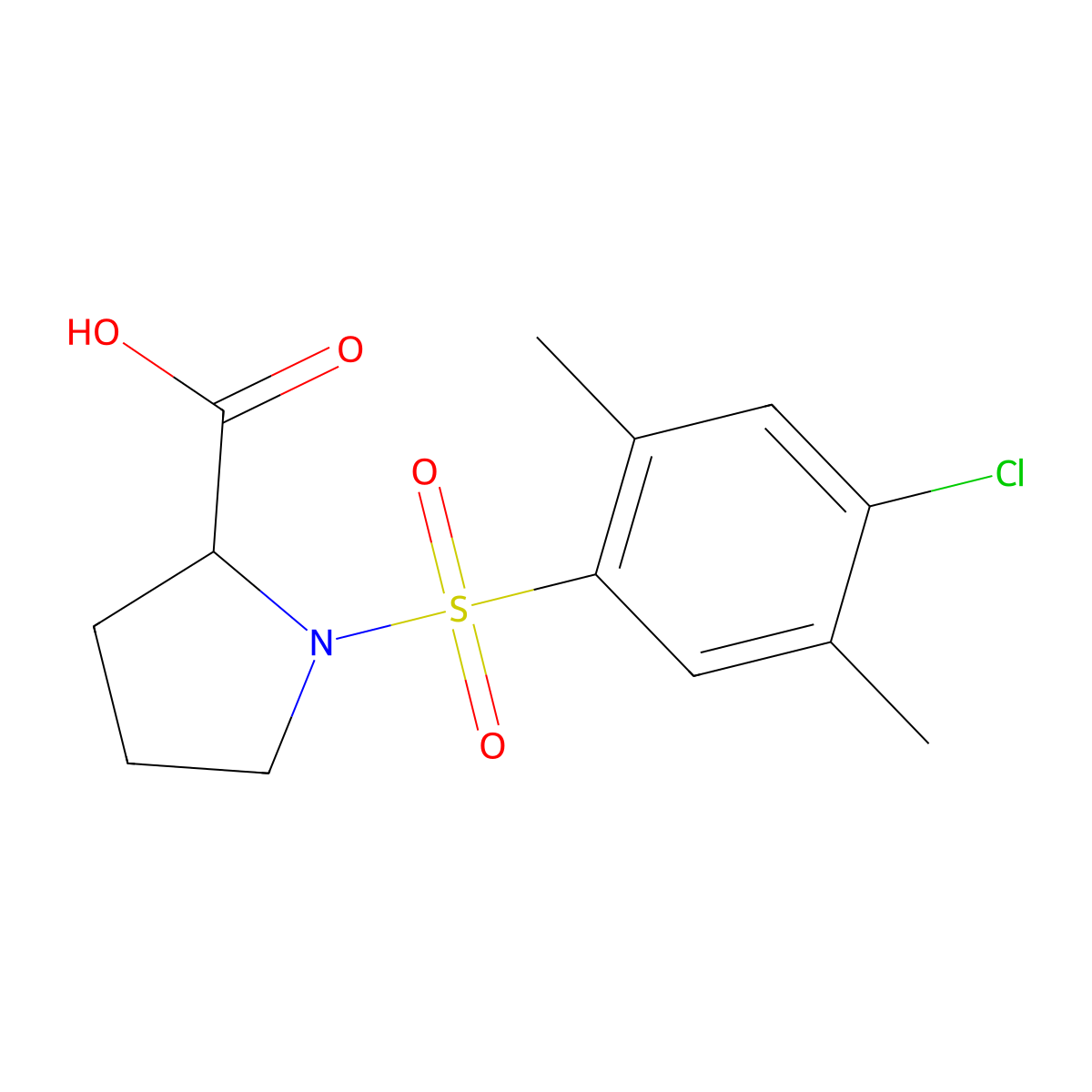 1-[(4-Chloro-2,5-dimethylphenyl)sulfonyl]proline molecular structure, CAS 345637-80-1