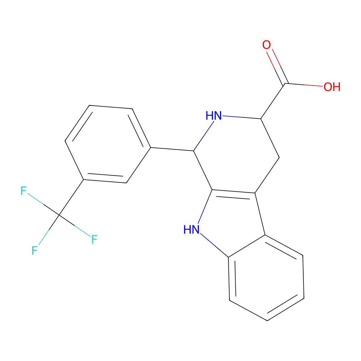 1-[3-(trifluoromethyl)phenyl]-2,3,4,9-tetrahydro-1H-beta-carboline-3-carboxylic acid molecular structure, CAS 345637-84-5