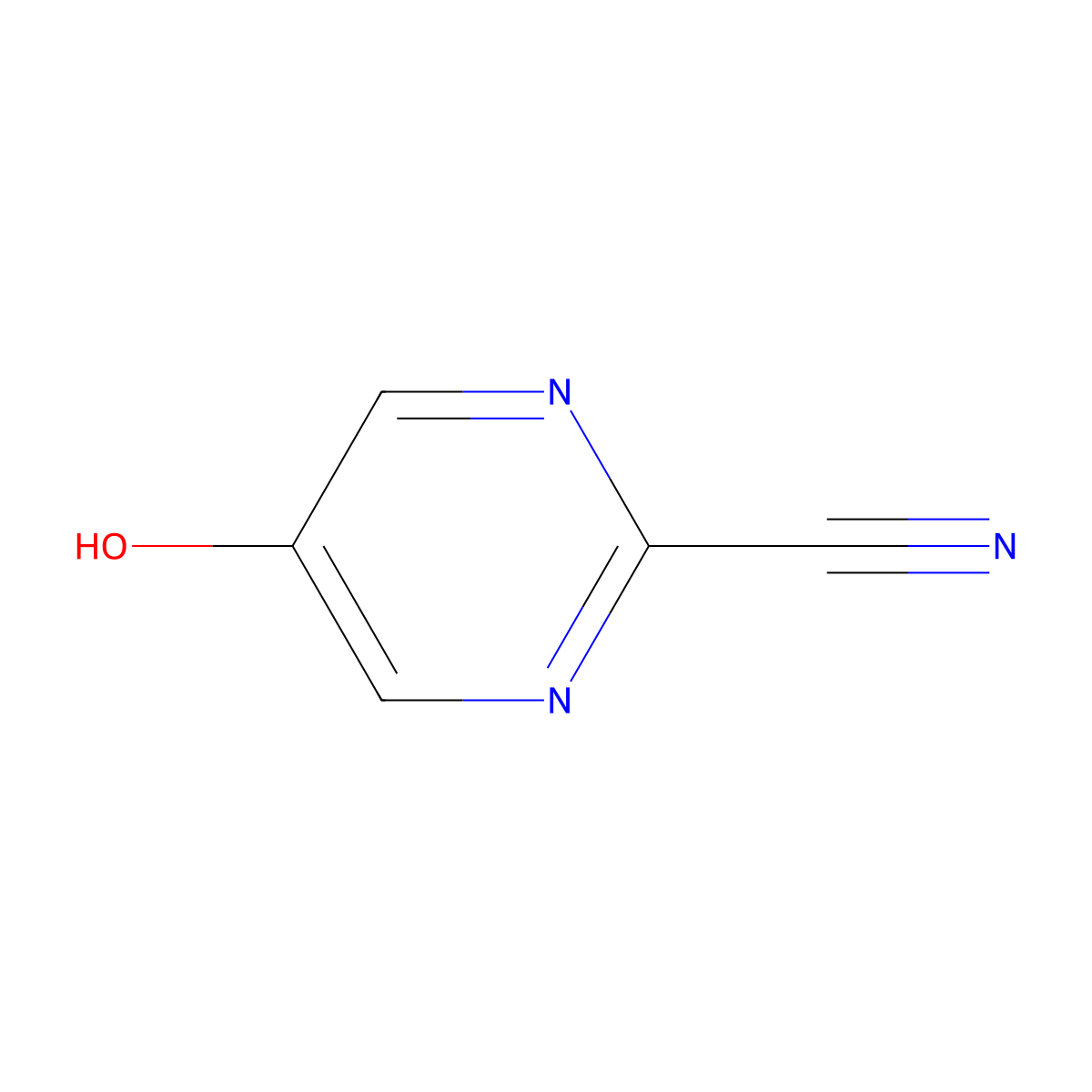 5-Hydroxypyrimidine-2-carbonitrile molecular structure, CAS 345642-86-6