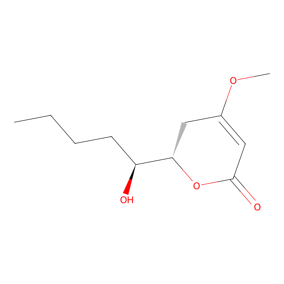 (2S)-2-((1S)-1-hydroxypentyl)-4-methoxy-2,3-dihydropyran-6-one molecular structure, CAS 34565-32-7