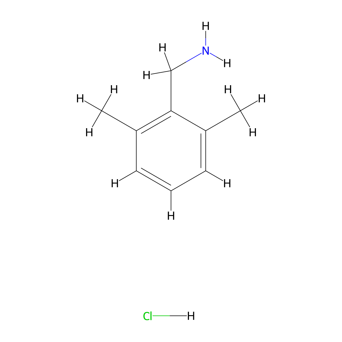 (2,6-Dimethylphenyl)methanamine hydrochloride molecular structure, CAS 345665-28-3