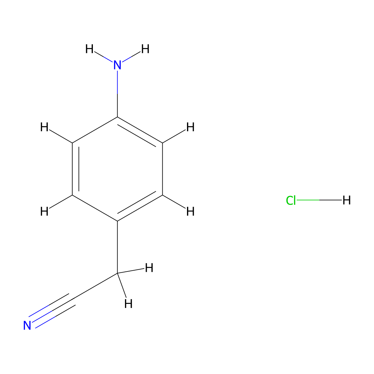 Benzeneacetonitrile, 4-amino-, hydrochloride (1:1) molecular structure, CAS 3457-99-6