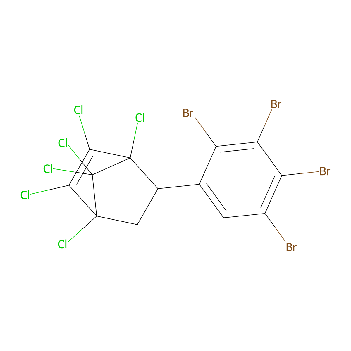 1,2,3,4,7,7-Hexachloro-5-(tetrabromophenyl)bicyclo(2.2.1)hept-2-ene molecular structure, CAS 34571-16-9
