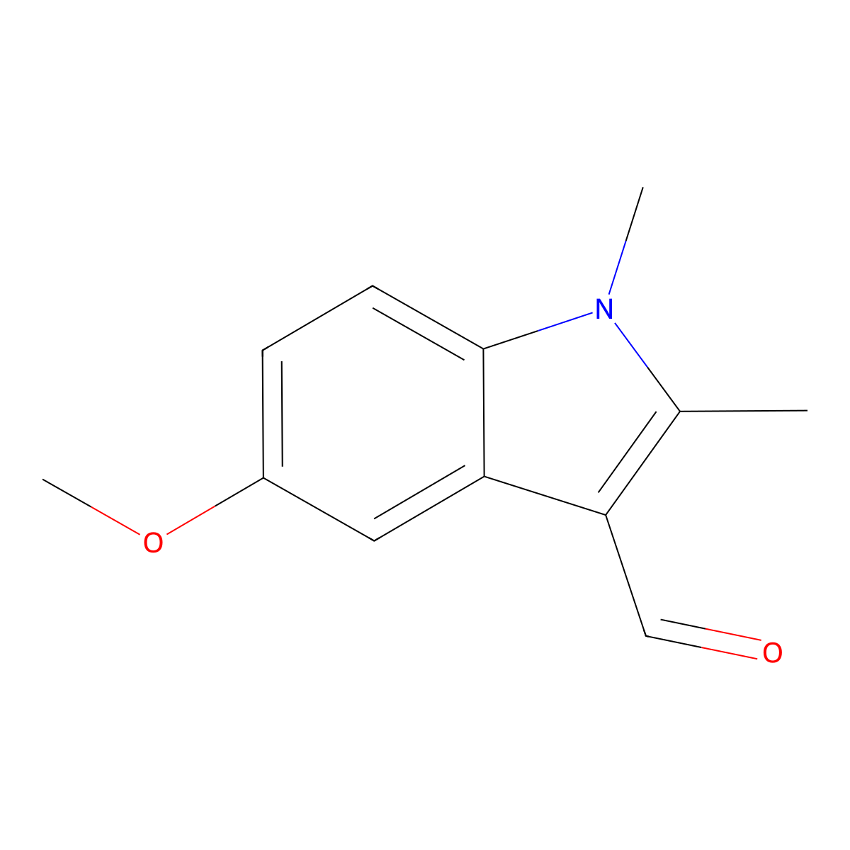 5-Methoxy-1,2-dimethyl-1H-indole-3-carbaldehyde molecular structure, CAS 34572-28-6