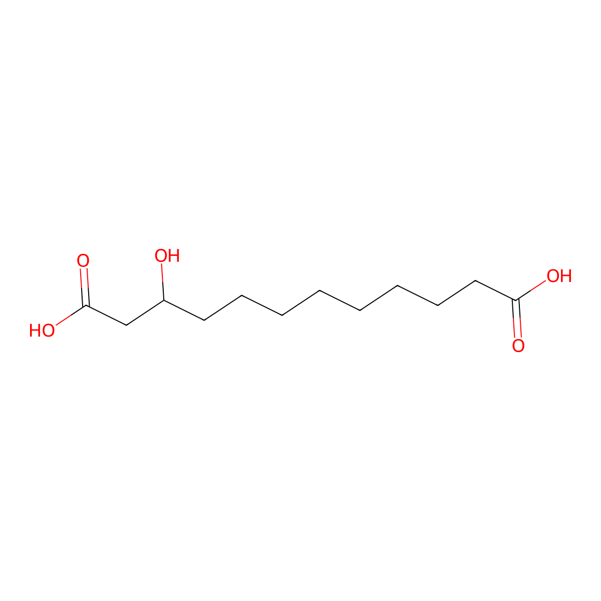 3-Hydroxy-dodecanedioic acid molecular structure, CAS 34574-69-1