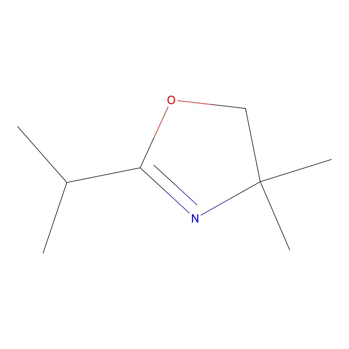 2-Isopropyl-4,4-dimethyl-4,5-dihydro-1,3-oxazole molecular structure, CAS 34575-25-2