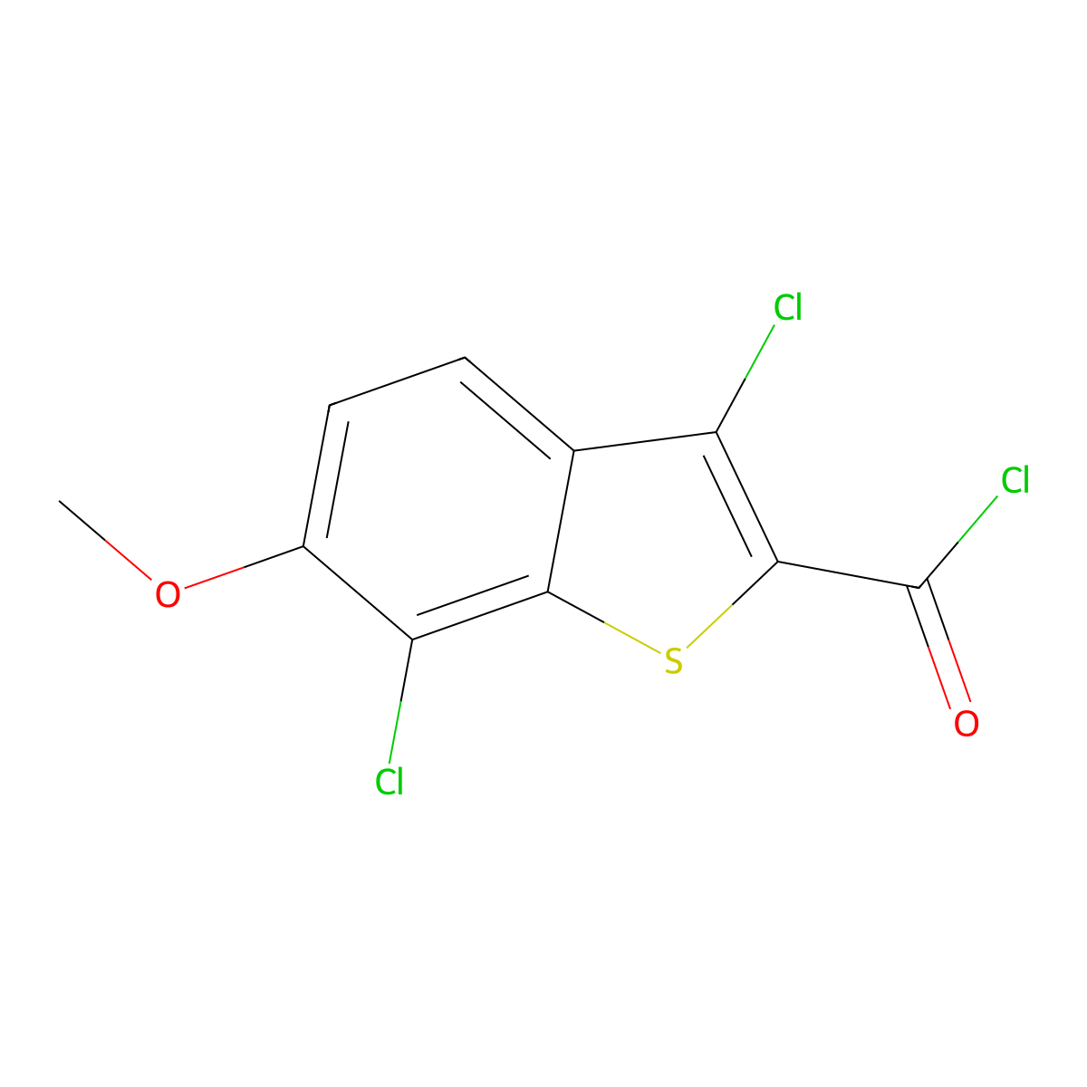 3,7-Dichloro-6-methoxy-1-benzothiophene-2-carbonyl chloride molecular structure, CAS 34576-80-2