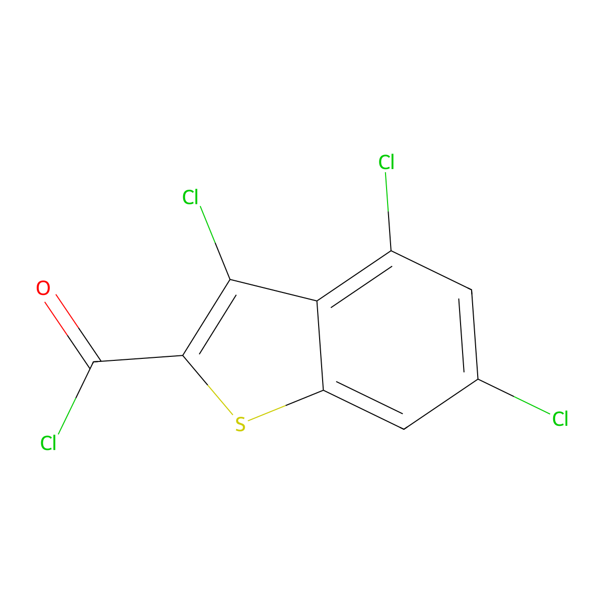 3,4,6-Trichloro-1-benzothiophene-2-carbonyl chloride molecular structure, CAS 34576-81-3