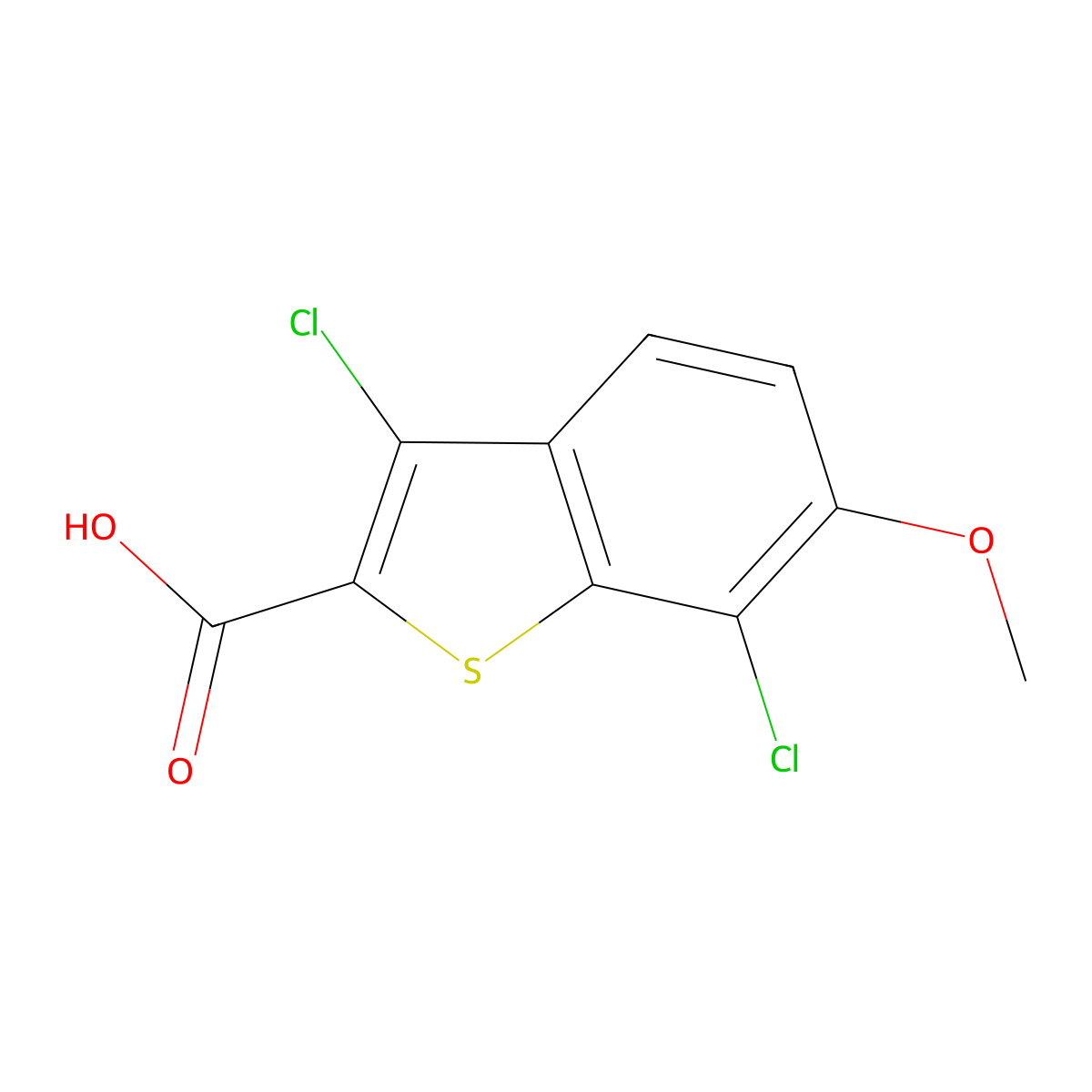 3,7-Dichloro-6-methoxy-1-benzothiophene-2-carboxylic acid molecular structure, CAS 34576-89-1