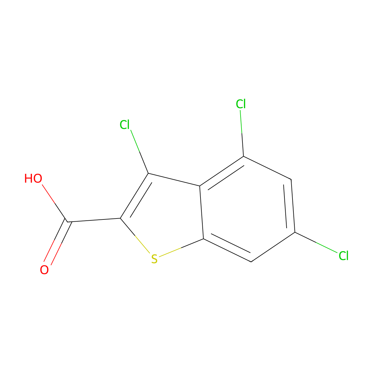 3,4,6-Trichloro-1-benzothiophene-2-carboxylic acid molecular structure, CAS 34576-90-4