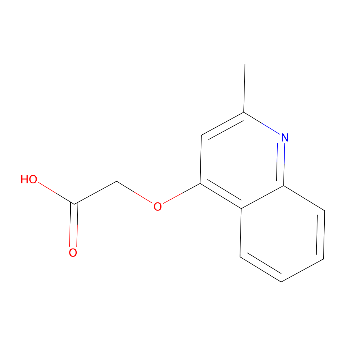 (2-Methyl-quinolin-4-yloxy)-acetic acid molecular structure, CAS 34579-48-1