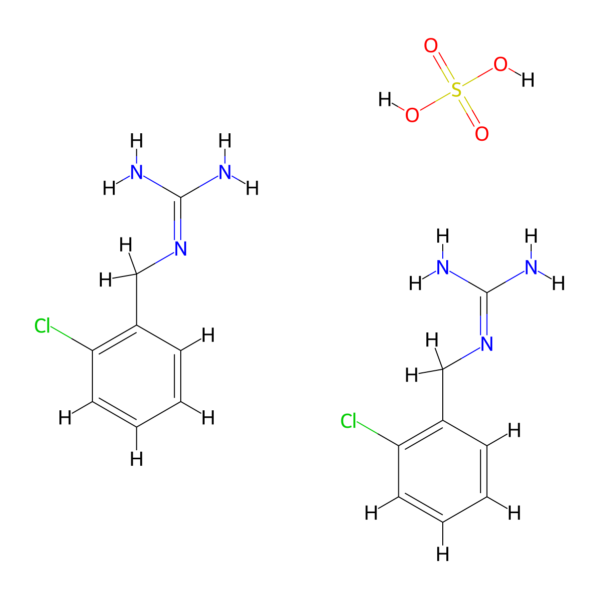 Guanidine, (2-chlorobenzyl)-, semisulfate molecular structure, CAS 3458-33-1