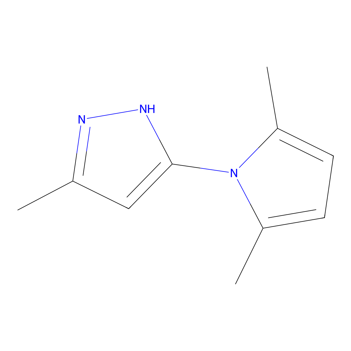 5-(2,5-dimethyl-1H-pyrrol-1-yl)-3-methyl-1H-pyrazole molecular structure, CAS 34580-60-4
