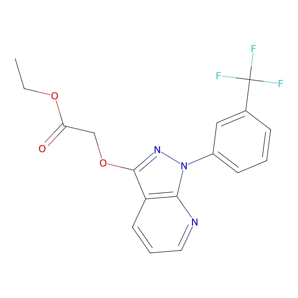 Acetic acid, ((1-(alpha,alpha,alpha-trifluoro-m-tolyl)-1H-pyrazolo(3,4-b)pyridin-3-yl)oxy)-, ethyl ester molecular structure, CAS 34580-65-9