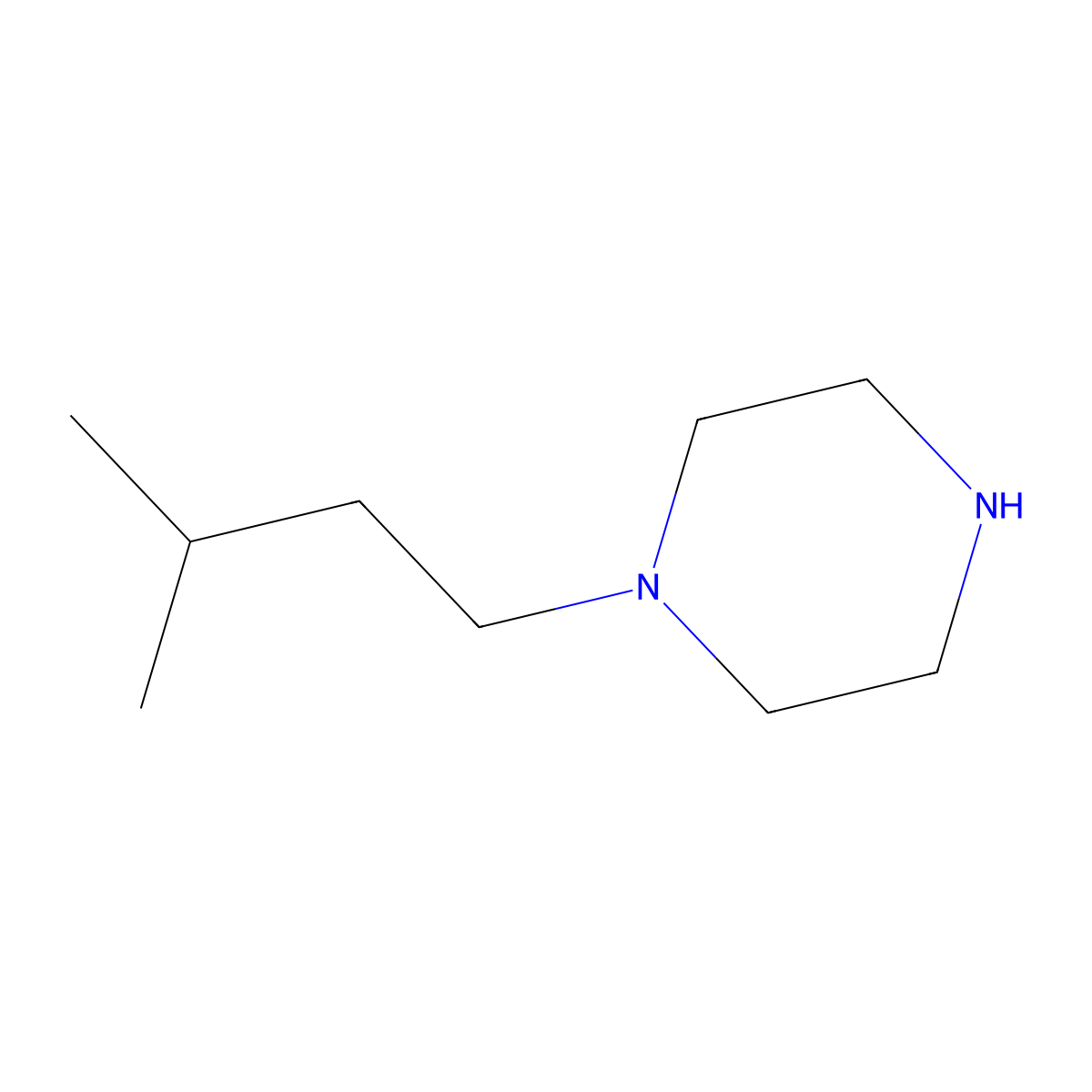 1-(3-Methylbutyl)piperazine molecular structure, CAS 34581-23-2
