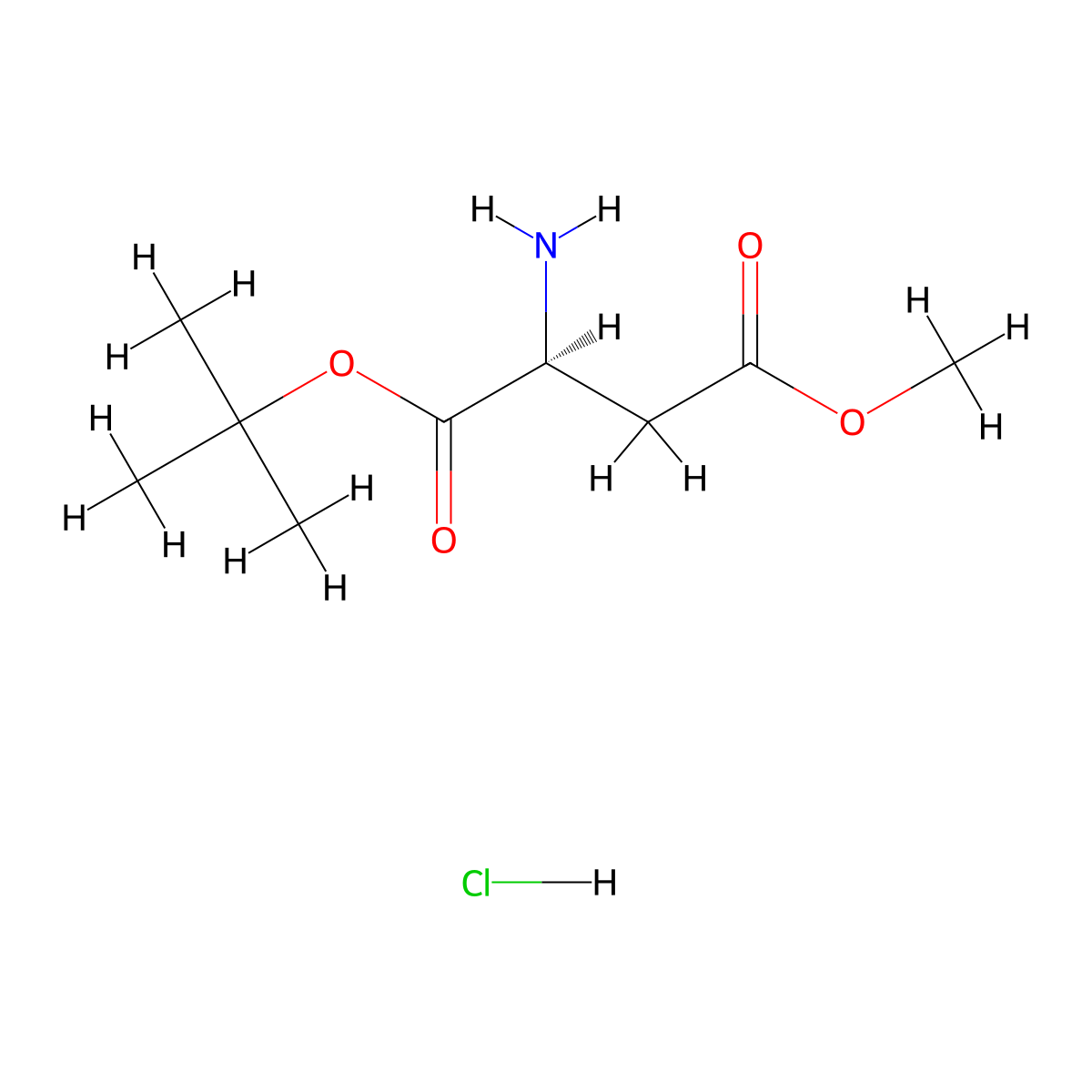 (S)-1-tert-Butyl 4-methyl 2-aminosuccinate hydrochloride molecular structure, CAS 34582-30-4