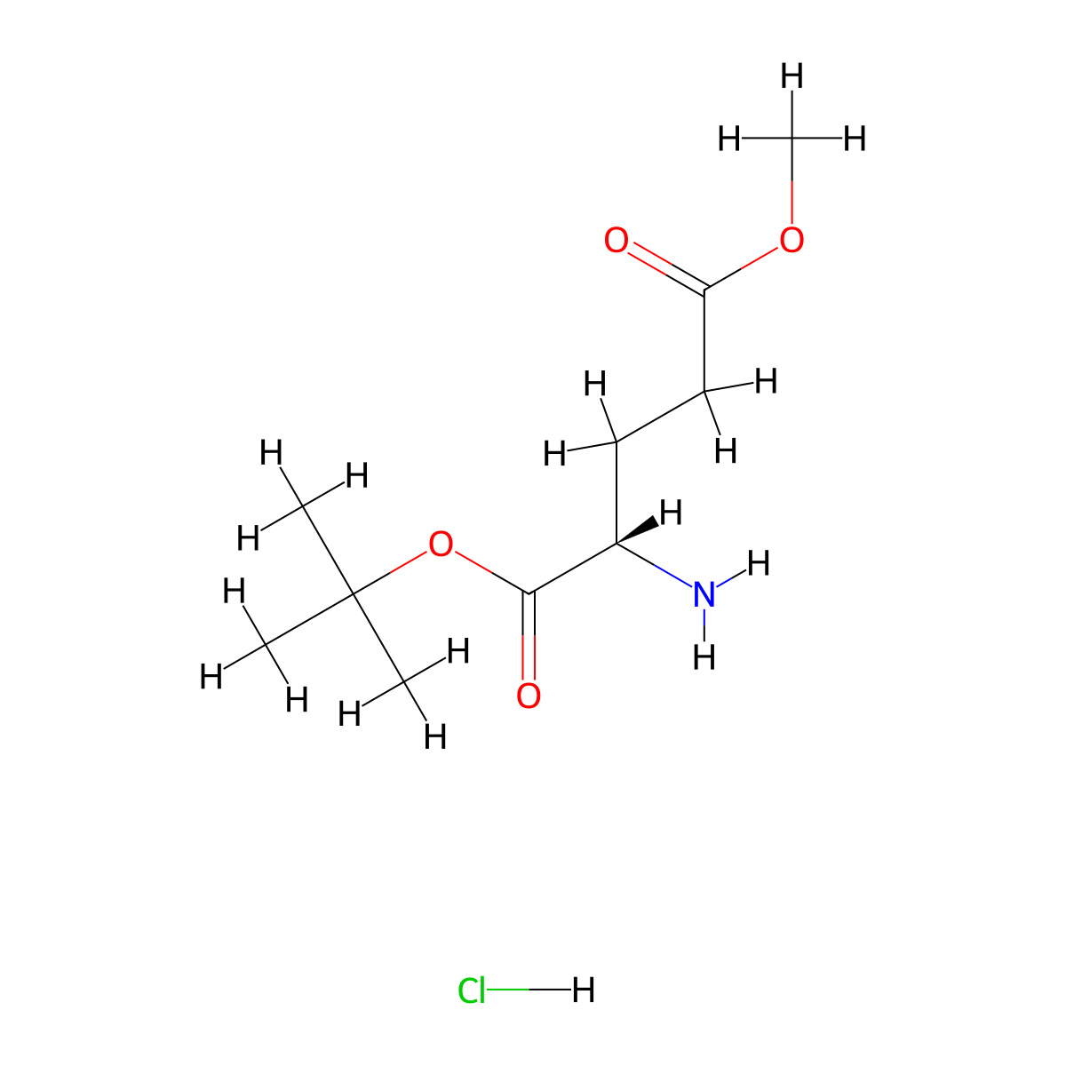 1-tert-butyl 5-methyl (2S)-2-aminopentanedioate hydrochloride molecular structure, CAS 34582-33-7