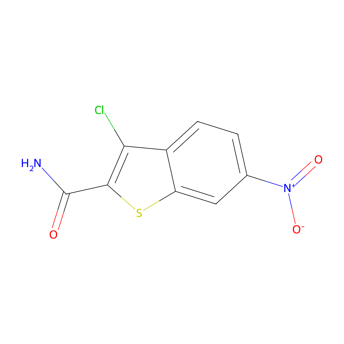 3-Chloro-6-nitro-1-benzothiophene-2-carboxamide molecular structure, CAS 34586-83-9