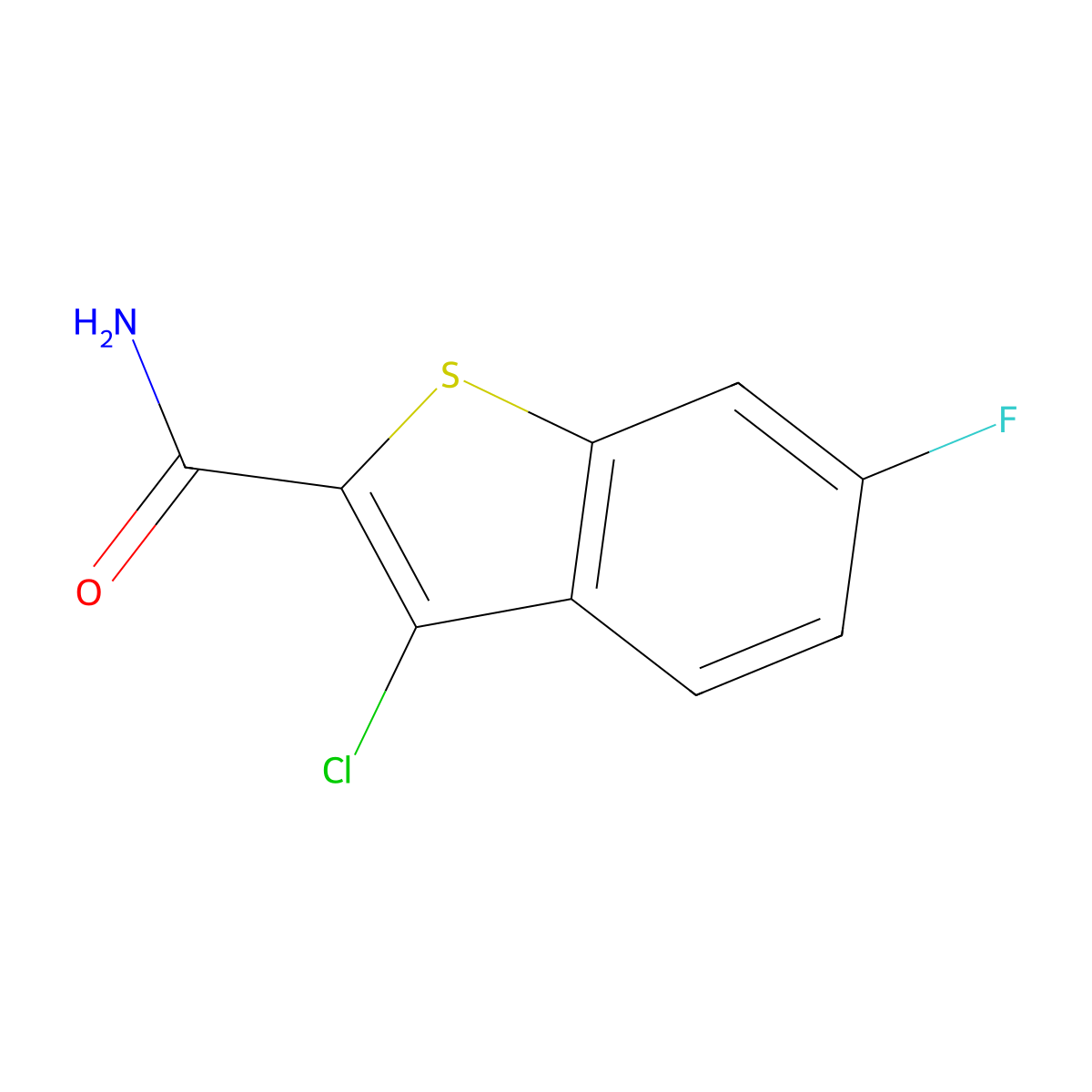 3-Chloro-6-fluoro-1-benzothiophene-2-carboxamide molecular structure, CAS 34586-84-0