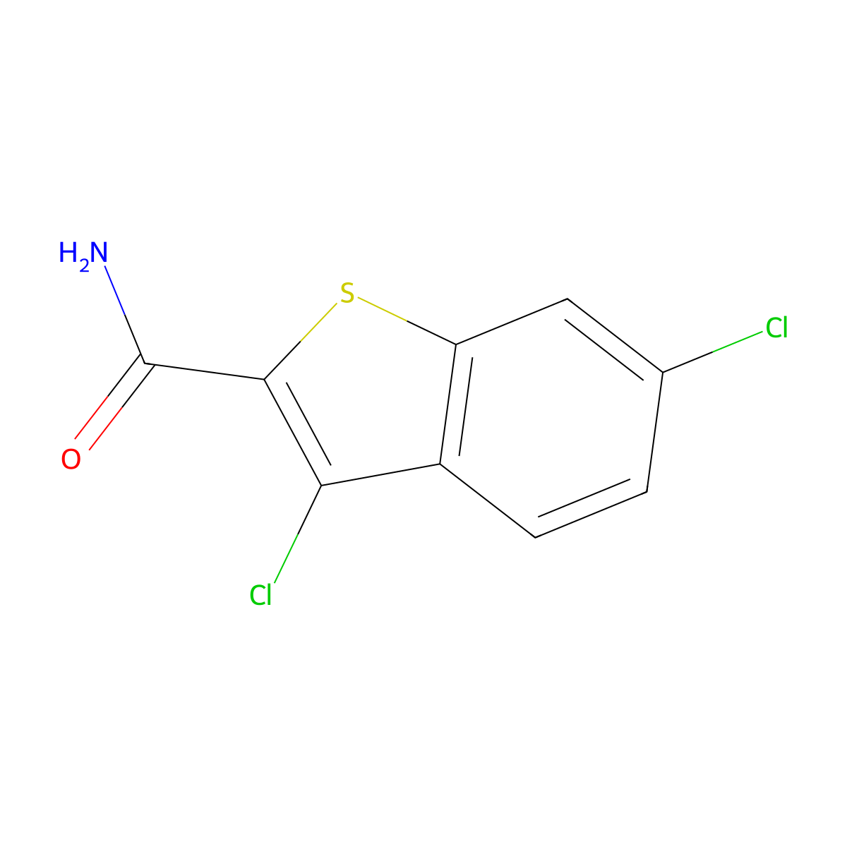 3,6-Dichloro-1-benzothiophene-2-carboxamide molecular structure, CAS 34586-85-1